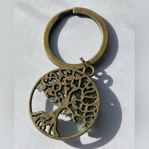 Tree of Life Natural Green Jade (Jadeite Jade) Crystal Keychain - Picture 11 of 16